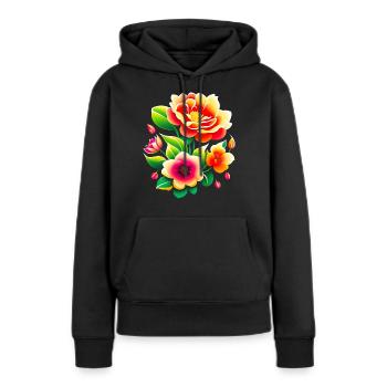 Bouquet de fleurs - Sweat à capuche Premium bio Femme - noir - Devant - Julia (174cm)