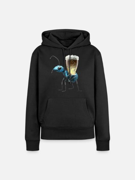 Ameise trägt Bier - Frauen Premium Bio Hoodie - Schwarz