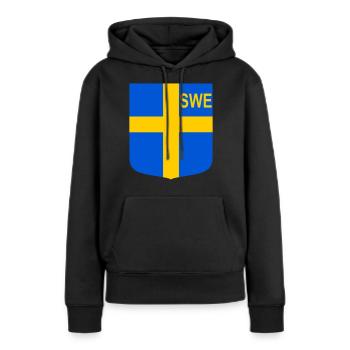 ENG-Schild - Frauen Premium Bio Hoodie - Schwarz - Vorne - Julia (174cm)