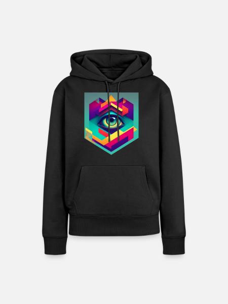 Retro 2 cut - Frauen Premium Bio Hoodie - Schwarz