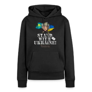 Ukraine Kasachstan - Frauen Premium Bio Hoodie - Schwarz - Vorne - Julia (174cm)
