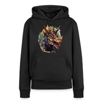 Triceratops - Trice V1 - Frauen Premium Bio Hoodie - Schwarz - Vorne - Julia (174cm)