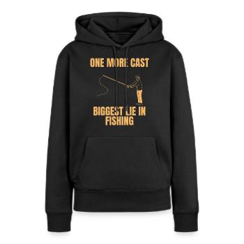 Encore un casting – Le plus gros mensonge de la pêche - Sweat à capuche Premium bio Femme - noir - Devant - Julia (174cm)