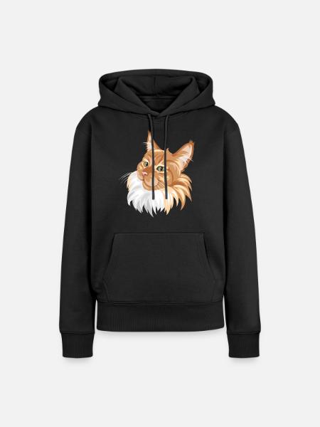 Ingwer Katze Porträt - Frauen Premium Bio Hoodie - Schwarz