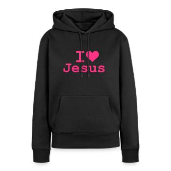 I Love Jesus - Frauen Premium Bio Hoodie - Schwarz - Vorne - Julia (174cm)