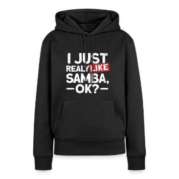 Samba - Frauen Premium Bio Hoodie - Schwarz - Vorne - Julia (174cm)