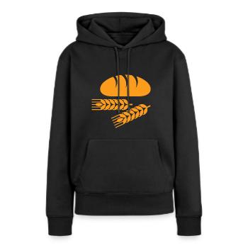 Pain et blé - Sweat à capuche Premium bio Femme - noir - Devant - Julia (174cm)