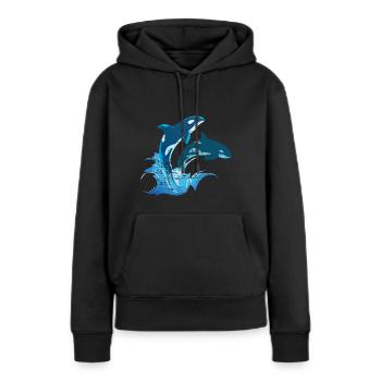 Wal Meeresbewohner Schwertwal Orca - Frauen Premium Bio Hoodie - Schwarz - Vorne - Julia (174cm)