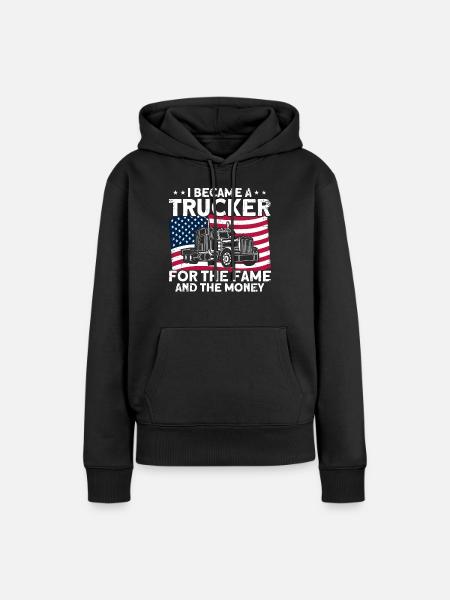 Trucker Sattelzug Fernfahrer Geschenk - Frauen Premium Bio Hoodie - Schwarz