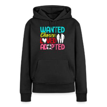 Adoption d’enfants Parents adoptifs - Sweat à capuche Premium bio Femme - noir - Devant - Julia (174cm)