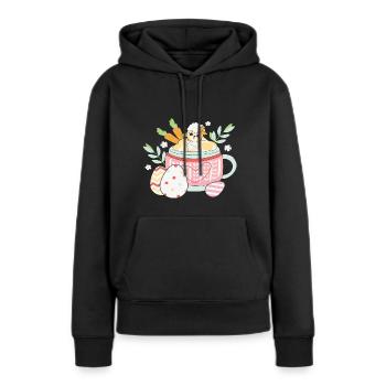 BOW Coupe Chibi de Pâques - Sweat à capuche Premium bio Femme - noir - Devant - Julia (174cm)
