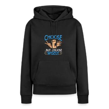 Ciseaux en papier rock Choisissez mais choisissez judicieusement Cadeau - Sweat à capuche Premium bio Femme - noir - Devant - Julia (174cm)