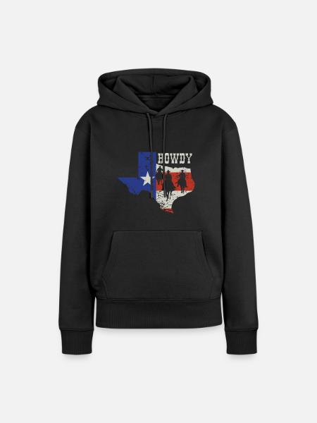 HOWDY Cowboy Texas - Frauen Premium Bio Hoodie - Schwarz