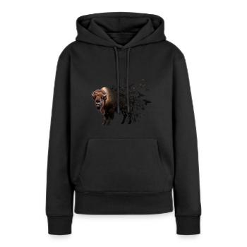 Bison - Frauen Premium Bio Hoodie - Schwarz - Vorne - Julia (174cm)