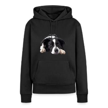 Border Collie - Sweat à capuche Premium bio Femme - noir - Devant - Julia (174cm)