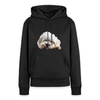 Coton de tuléar - Sweat à capuche Premium bio Femme - noir - Devant - Julia (174cm)