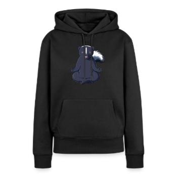 Putois Médite - Sweat à capuche Premium bio Femme - noir - Devant - Julia (174cm)