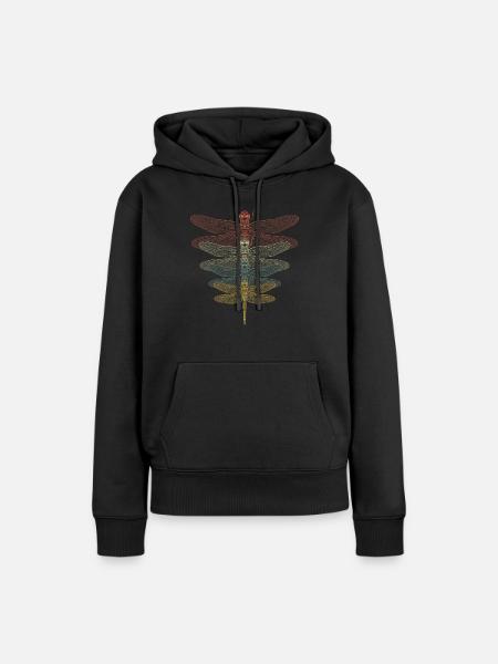 Retro Libelle - Dame Premium hoodie, økologisk bomuld - sort