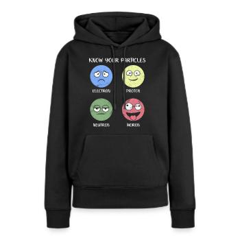 Types d'idée cadeau atome de particule idiot - Sweat à capuche Premium bio Femme - noir - Devant - Julia (174cm)