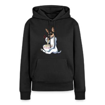 Anime japonais Guide Terrier chien Ramen - Sweat à capuche Premium bio Femme - noir - Devant - Julia (174cm)