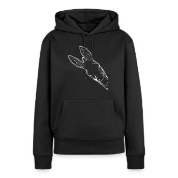 Neugieriger Esel - Frauen Premium Bio Hoodie - Schwarz - Vorne - Julia (174cm)