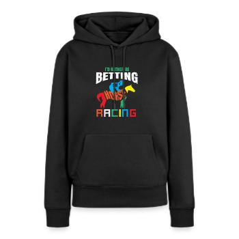 Courses hippiques Hippodromes - Sweat à capuche Premium bio Femme - noir - Devant - Julia (174cm)