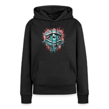 Psychédélique Oeil Coloré LSD Drogues Trip - Sweat à capuche Premium bio Femme - noir - Devant - Julia (174cm)