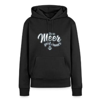 Etwas Meer geht immer - Einfach mehr Meer - Frauen Premium Bio Hoodie - Schwarz - Vorne - Julia (174cm)