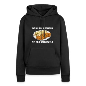 Mein Lieblingsfisch Ist der Schnitzel - Frauen Premium Bio Hoodie - Schwarz - Vorne - Julia (174cm)