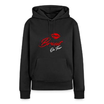 JGA - Frauen Premium Bio Hoodie - Schwarz - Vorne - Julia (174cm)