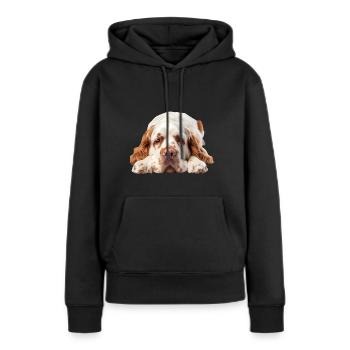 Épagneul Clumber - Sweat à capuche Premium bio Femme - noir - Devant - Julia (174cm)