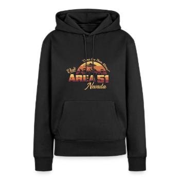Visit Area 51 Nevada Fliegende Untertasse UFO - Frauen Premium Bio Hoodie - Schwarz - Vorne - Julia (174cm)