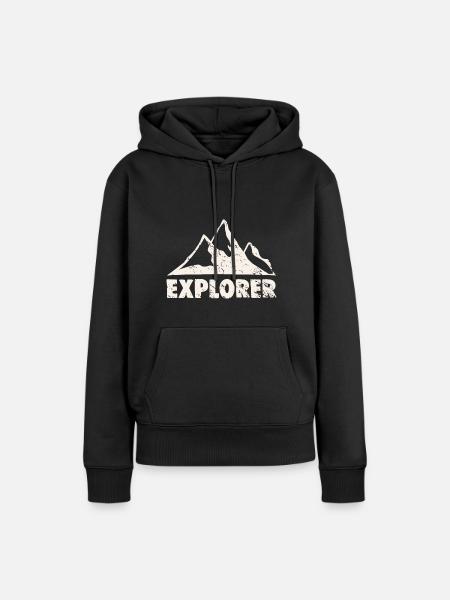EXPLORER - Frauen Premium Bio Hoodie - Schwarz