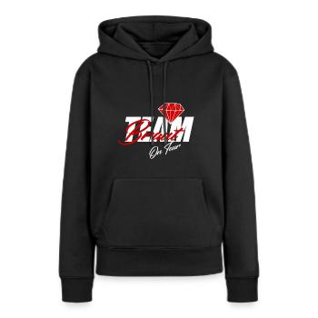 JGA - Frauen Premium Bio Hoodie - Schwarz - Vorne - Julia (174cm)