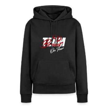 JGA - Frauen Premium Bio Hoodie - Schwarz - Vorne - Julia (174cm)