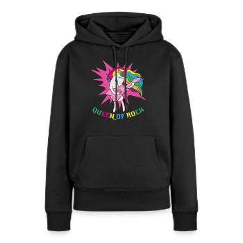 Queen of rock music unicorn - Women’s Premium Organic Hoodie - black - Front - Julia (174cm)