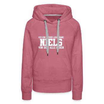 Niels Name Design - Frauen Premium Bio Hoodie - Malve - Vorne - Isabella (175cm)