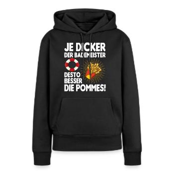 Bademeister Pommes Freibad Rettungsschwimmer - Frauen Premium Bio Hoodie - Schwarz - Vorne - Julia (174cm)