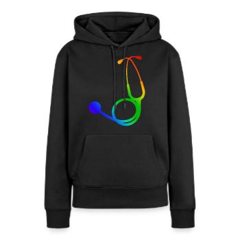 Stéthoscope de couleur | Stethoscope coloured - Sweat à capuche Premium bio Femme - noir - Devant - Julia (174cm)