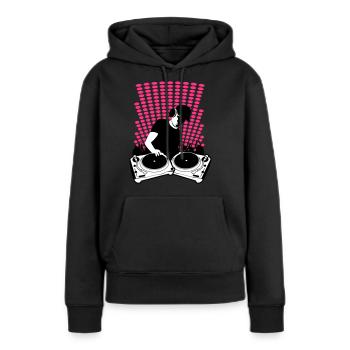 DJ turntables - Sweat à capuche Premium bio Femme - noir - Devant - Julia (174cm)