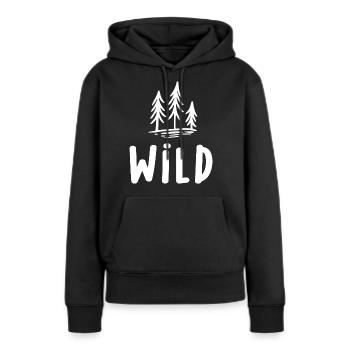 Sauvage Forêt - Sweat à capuche Premium bio Femme - noir - Devant - Julia (174cm)