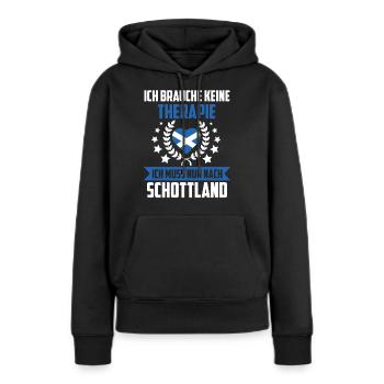 Brauche keine Therapie - Schottland Alba Herz - Frauen Premium Bio Hoodie - Schwarz - Vorne - Julia (174cm)