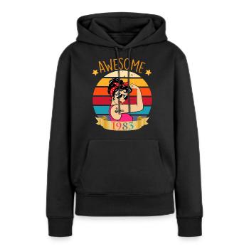 Awesome 1983 cadeau anniversaire femme vintage - Sweat à capuche Premium bio Femme - noir - Devant - Julia (174cm)