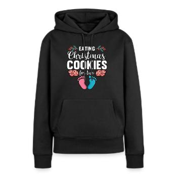 Drôle de manger des biscuits de Noël pour deux femmes enceintes - Sweat à capuche Premium bio Femme - noir - Devant - Julia (174cm)
