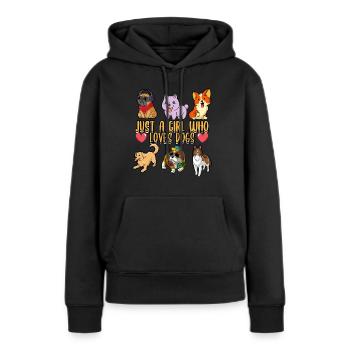 Funny Just A Girl Who Loves Dogs Dog Lover Trainer - Frauen Premium Bio Hoodie - Schwarz - Vorne - Julia (174cm)