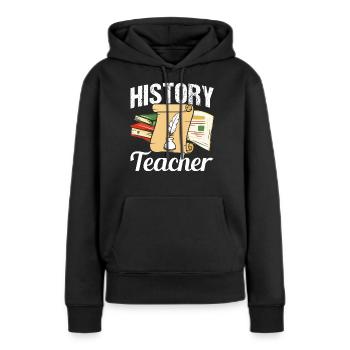 Professeur d’histoire Professeur d’histoire Professeur d’histoire - Sweat à capuche Premium bio Femme - noir - Devant - Julia (174cm)