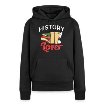 Amateurs d’histoire Historien Profession Histoire - Sweat à capuche Premium bio Femme - noir - Devant - Julia (174cm)