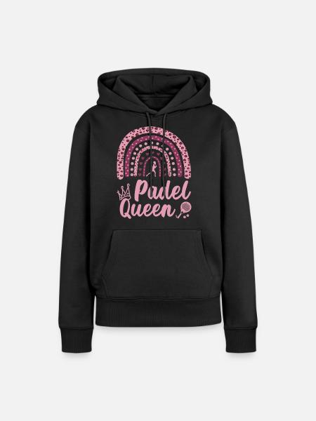 Padel Queen Leopard Rainbow for Padel Tennis Girls - Women’s Premium Organic Hoodie - black
