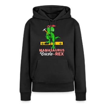 Maman bricoleuse Mamasaurus Bricolo Rex - Sweat à capuche Premium bio Femme - noir - Devant - Julia (174cm)