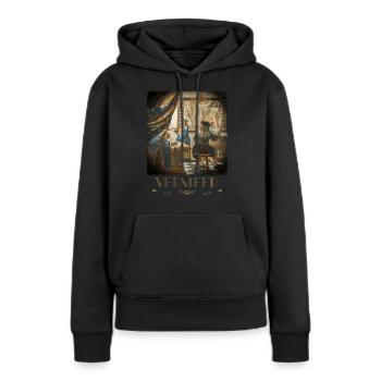 Jan Vermeer Die Malkunst Gemälde Coole Kunst - Frauen Premium Bio Hoodie - Schwarz - Vorne - Julia (174cm)